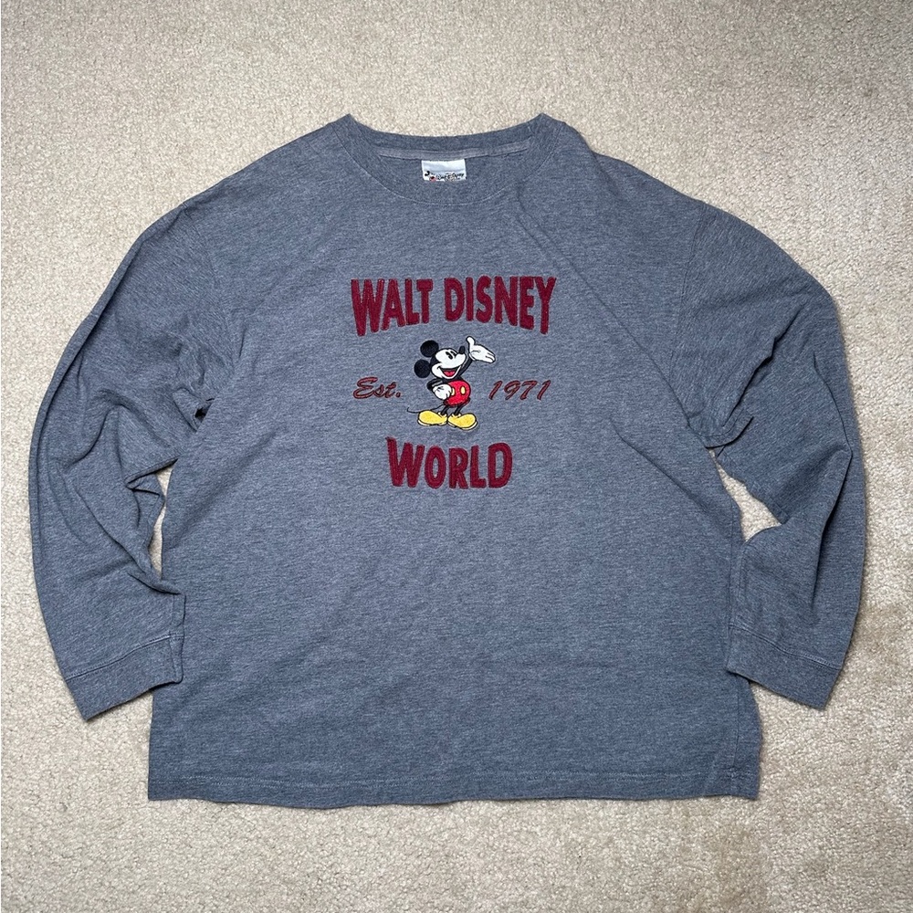 RARE VTG 90s Walt Disney World Embroidered Mickey Mouse Sweatshirt Long Sleeve